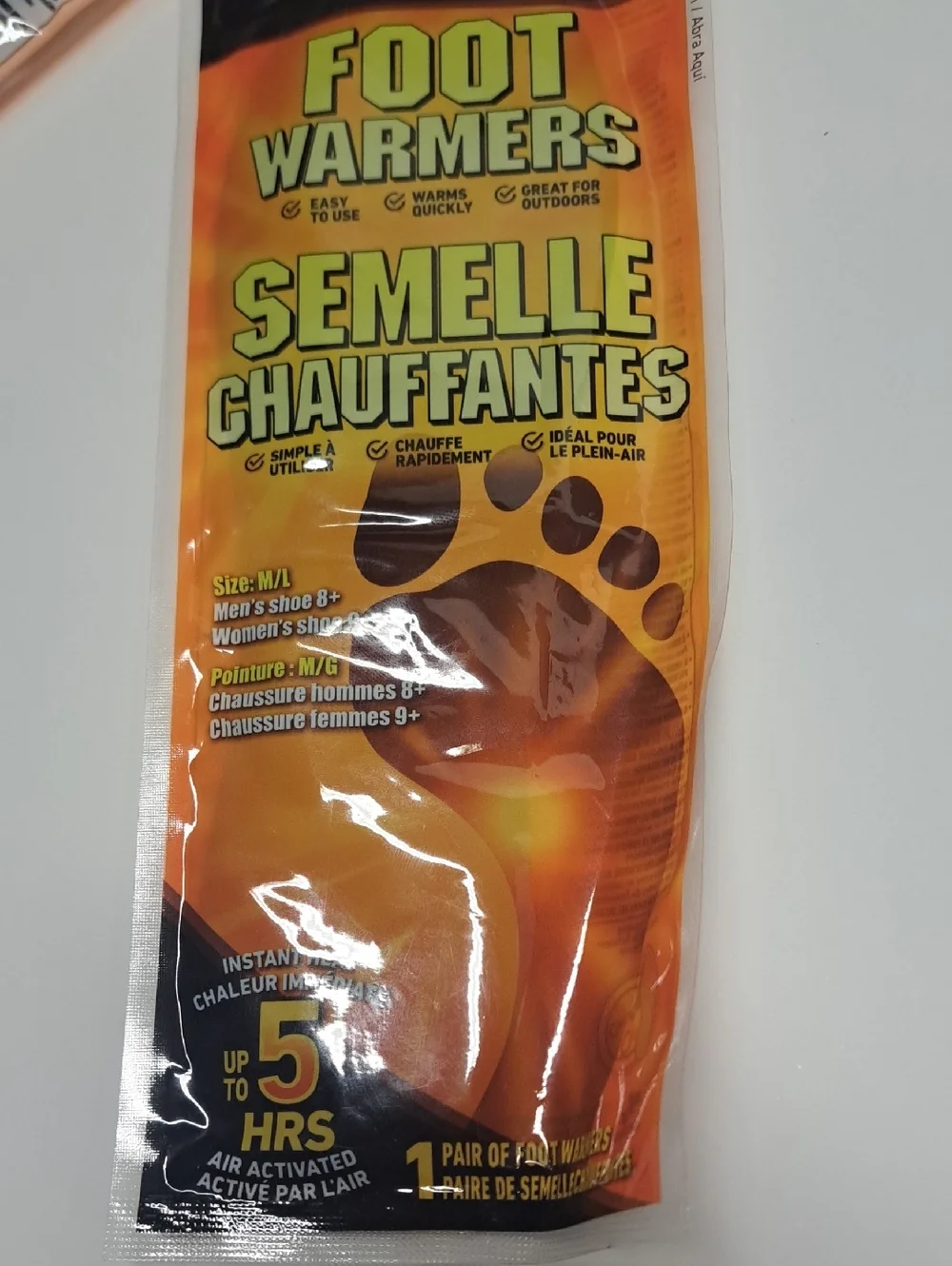 GRABBER  WARMERS 8 Pairs Foot Warmers Disposable Insoles - Orange